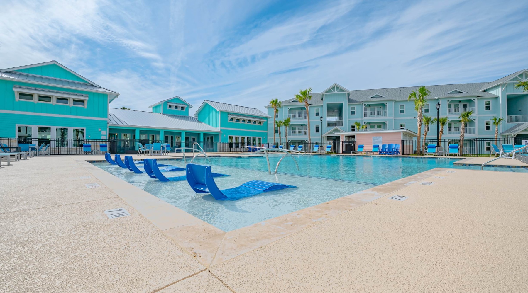 Pool with Apartments in Background